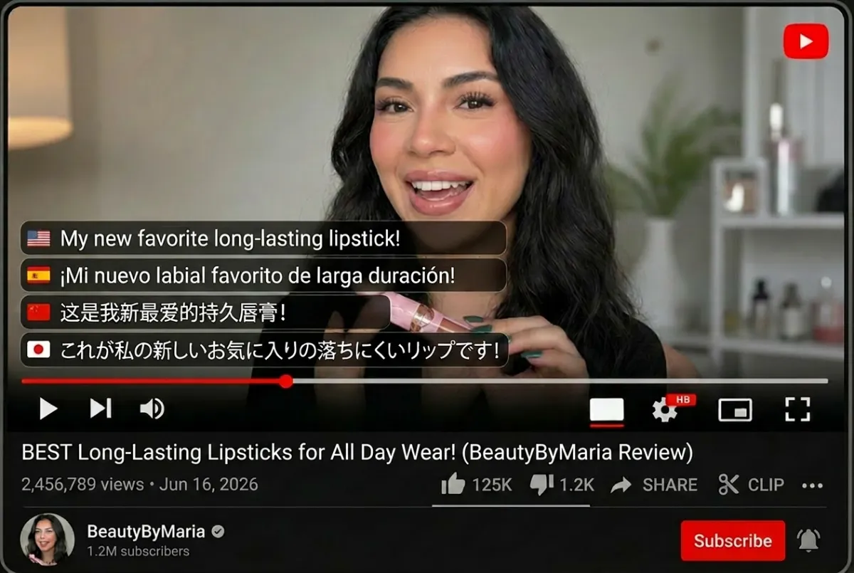 YouTube creator using AI video translation tool for global audiences